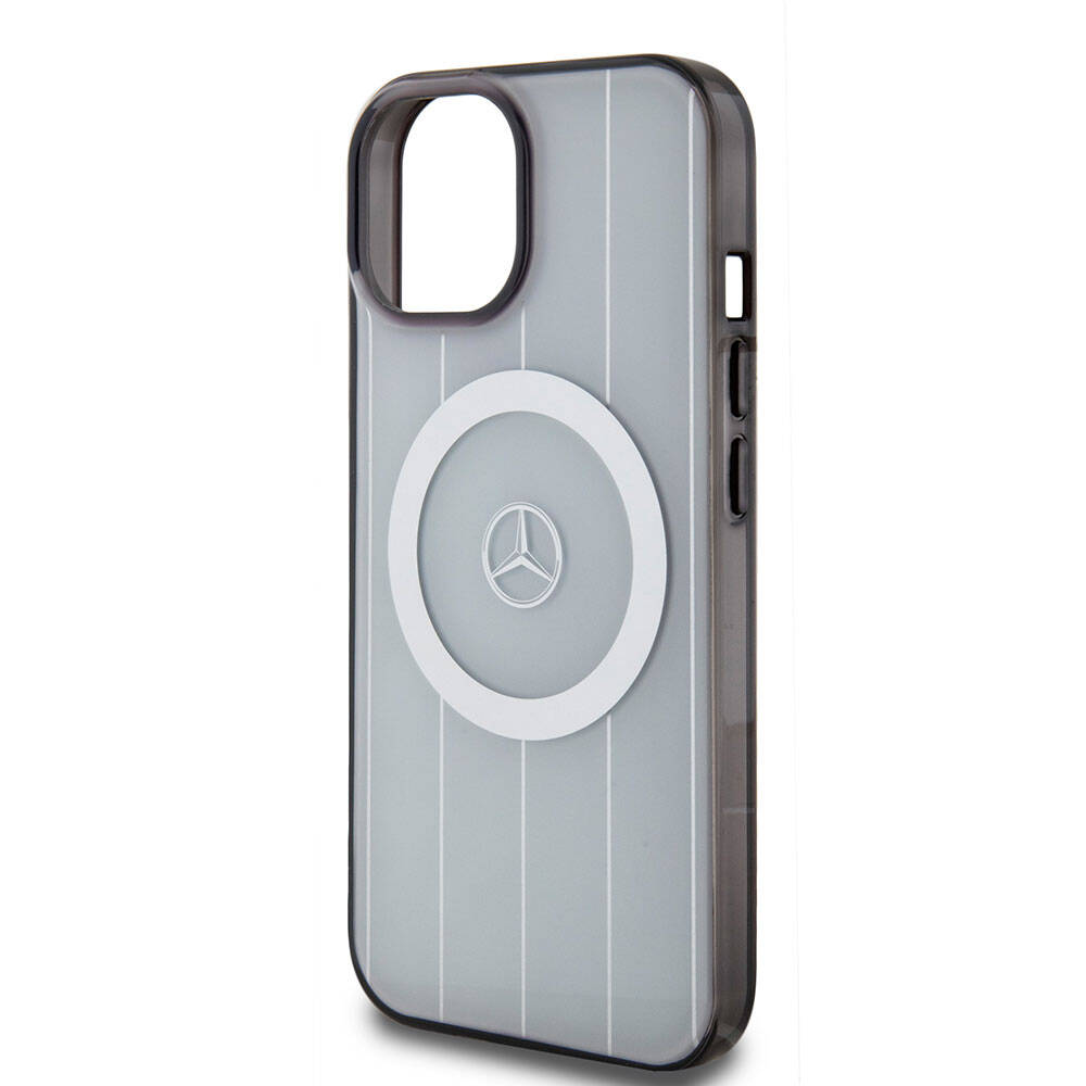 Mercedes Benz iPhone 15 Orjinal Lisanslı M-safe Şarj Özellikli Çift Katmanlı Paralel Çizgi Desenli Kılıf Mercedes Benz iPhone 15 Orjinal Lisanslı M-safe Şarj Özellikli Çift Katmanlı Paralel Çizgi Desenli Kılıf